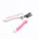 Small side claws with non -slip handles, a hole of 9 mm, pink with white