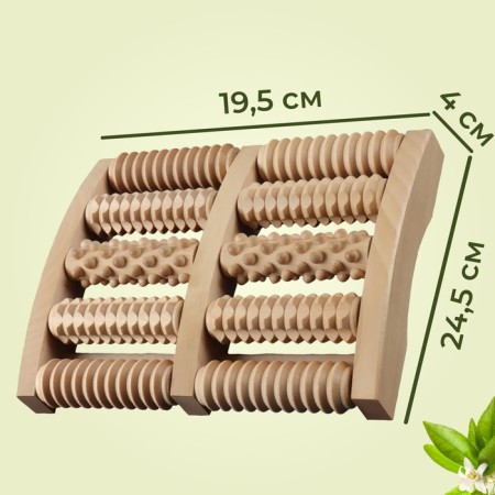 Massage "Drums", 24.5 × 19.5 × 4 cm, wooden, 5 combined rows-2