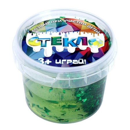 Slime "Glass" with green sparkles of mica-1