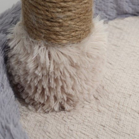 A bed with a cloth "Pijon", oval, 55 x 36 x 47cm, fluffy fur, jute, gray-4