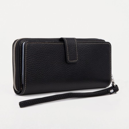 Male purse with lightning, for bills, for cards, for coins, black color