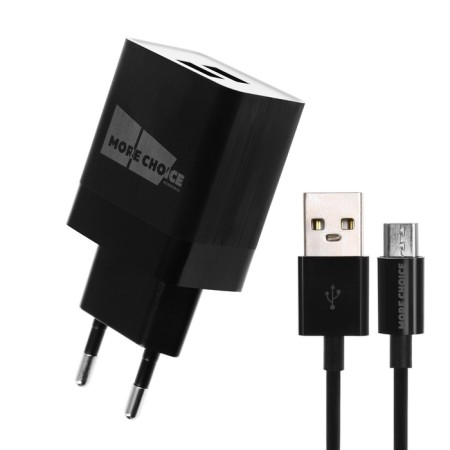 Network charger More Choice NC24M, 2.1A, Micro USB cable, black-1