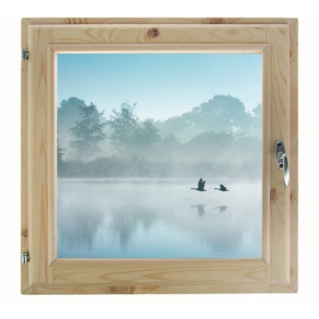 Window, 60 × 60cm, "fog over the river", a single -chamber double -glazed window, with a seal
