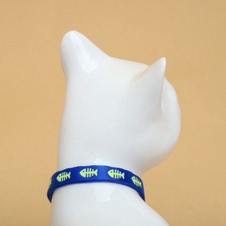 Fly collar "fish" luminous, with a bell, 30 x 1 cm, polyester, blue-3