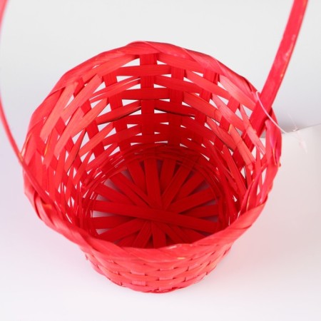 Wicker basket, bamboo, d13xh9.5/28 cm, red-1