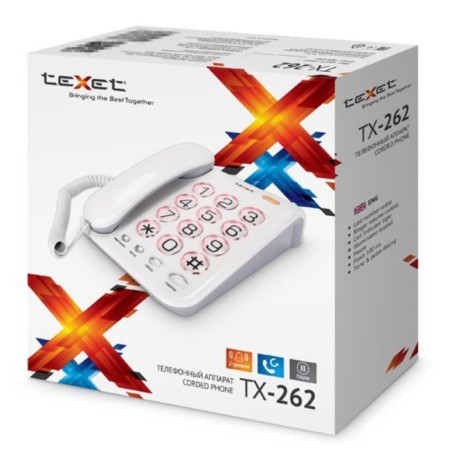 Texet TX 262 phone, wired, call volume control, large buttons, light gray-3