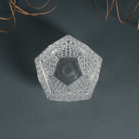 Glass of Glass for 1 candle "Dodecahedron" Transparent 6x8x7.5 cm-5