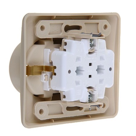 Schetode socket Sche PC16-008K, double, with salary, with protective curtains, cream color-1