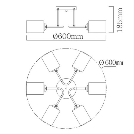 Olympia chandelier, size 62x19x62 cm, 360W 6xe27 IP 20-2