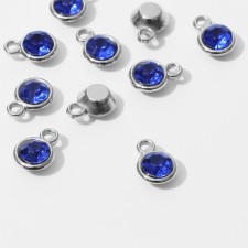 Circle-suspension “Circle” Small 1.3 × 0.9 × 0.2 cm, (set 10 pcs.), Blue color in silver