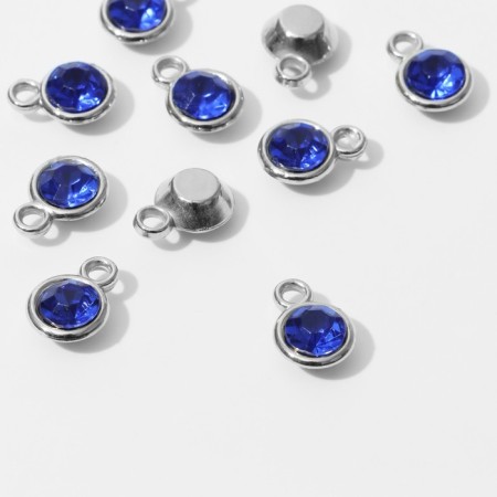 Circle-suspension “Circle” Small 1.3 × 0.9 × 0.2 cm, (set 10 pcs.), Blue color in silver