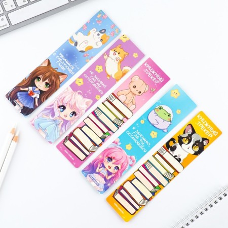 A set of cardboard bookmarks with hints, 5 pcs "Chibi"-1