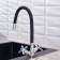 Kitchen mixer BOOU BA5318-1F-E352A-B702, flexible spout, brass, black/chrome