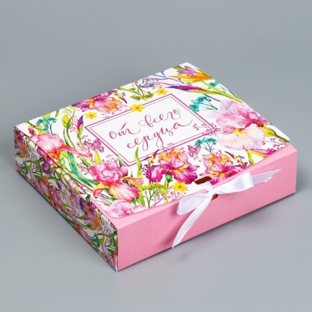 Gift folding box, packaging, “with all my heart”, 20 x 18 x 5 cm-1