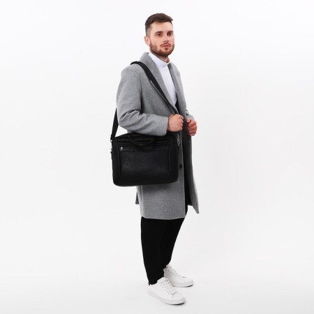 Business Business on a zipper, Textura, 2 external pockets, black color-5