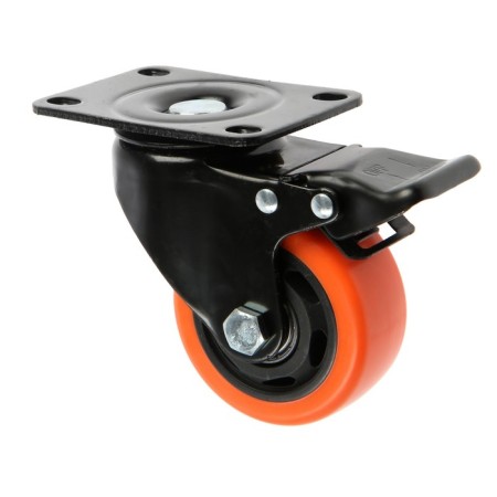 Furniture wheel CAPPIO, D = 75 mm, rotary, with a stop, PVC coating