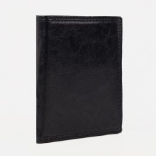 Male purse without fastening, 2 in 1, for auto documents, for bills, for cards, for coins, black color Black