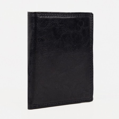 Male purse without fastening, 2 in 1, for auto documents, for bills, for cards, for coins, black color Black