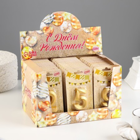 Show Box with candles for the Cake "Gran", gold, 30 pcs, 8 cm