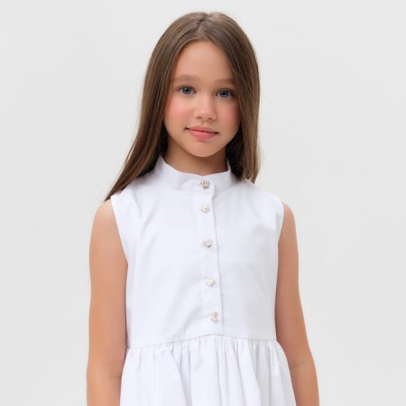 Платье для девочки MINAKU: Cotton collection цвет белый, р-р 134-5