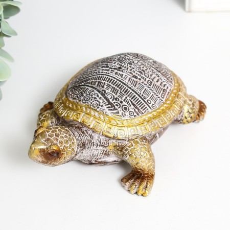 Souvenir Polystone "Little Turtle" with a golden pattern 10.5x10.5x5.5 cm-4