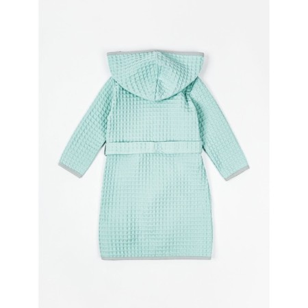 Халат детский с капюшоном Amarobaby Waffle, рост 122-128 см, цвет мятный-12