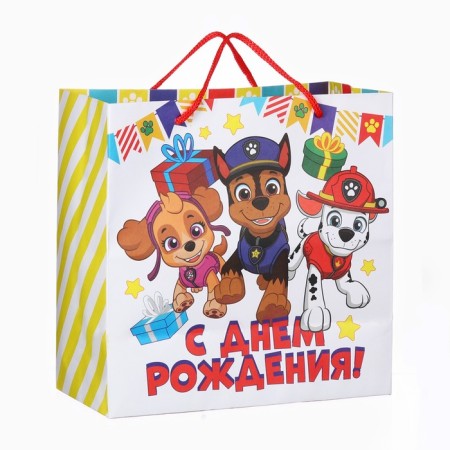 Package gift craft "Happy Birthday" 22x22x11 cm, puppy patrol-1