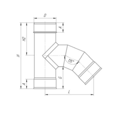 Tee 135 °, d 130 mm, stainless steel 1.0 mm-1