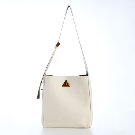 Women's bag on the Textura screw castle, small size, dairy color