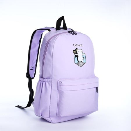 School backpack from textiles on lightning, 3 pockets, lilac color-2