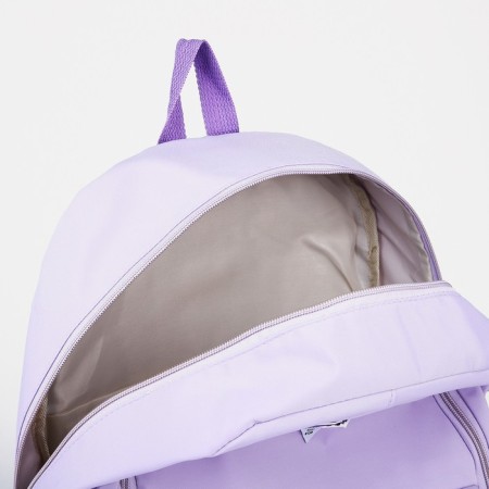 A backpack with a zipper, 4 outer pockets, lilac color-3
