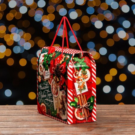 Gift Folding Box "Emerald Vintage" 23 x 10 x 22 cm-2