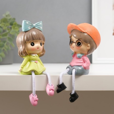 Souvenir Polystone "Bucks in the cap and a girl with a bow" dl. legs, set 2 pcs 6x7x17 cm-1