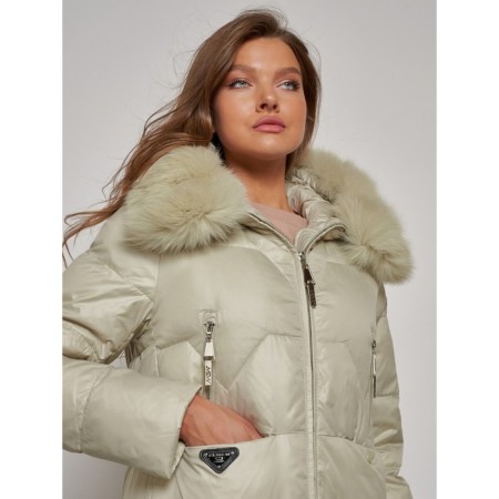 Coat insulated winter female, size 56, the color is light green-8