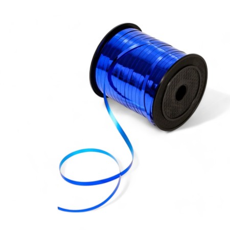 Tape for decor and gifts, blue, metallized, 0.5 cm x 250 m