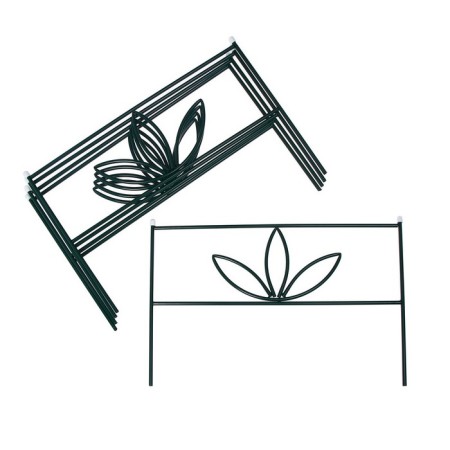 Decorative fence, 45 × 335 cm, 5 sections, metal, green, "3 petals"-7