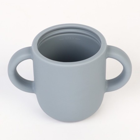 Drunker with a pipe Children's silicone "Try AGAIN", 200 ml., With handles, color gray color-6