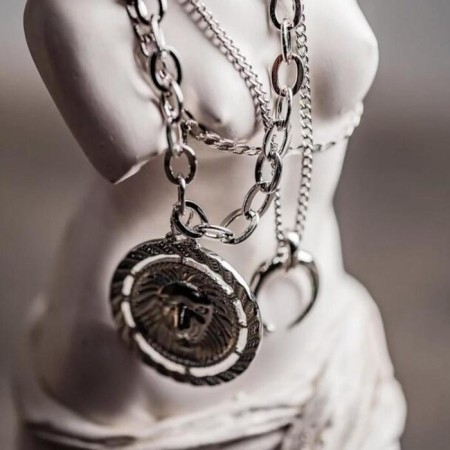 Pendant "chain" new moon, color silver, l = 45 cm-3