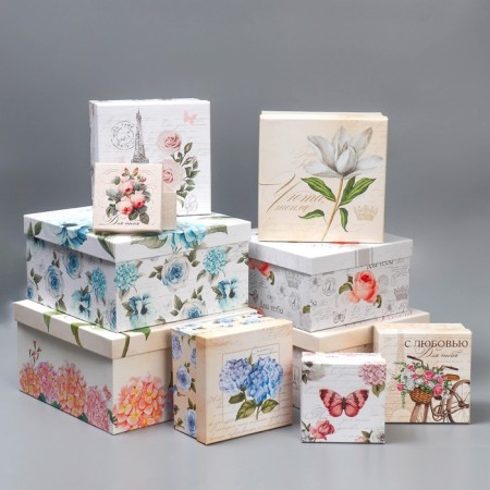 Set of boxes 10 in 1, gift packaging, “Shebbi”, 10.2 x 10.2 x 6–28.2 x 28.2 x 15 cm 15 cm-1