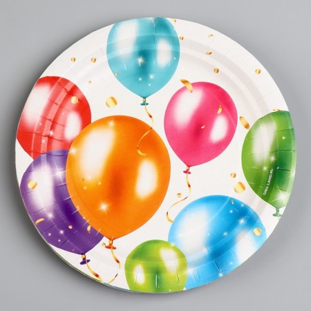 Disposable paper plate "Happy Birthday", balls 18 cm-2