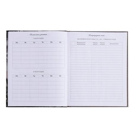 Diary for a music school, 48 sheets, hard cover, matte lamination, selective varnish, with reference information, block 60g/m2-7