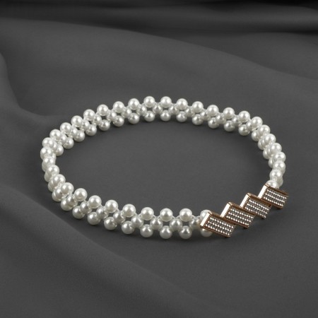 Picking for curtains “bricks”, gum pearls, 2.2 × 7.5 cm, 2 × 45 cm, white/gold color-1