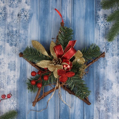 Christmas tree decoration "Flower on the star" 30x30 cm