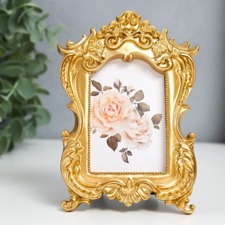 Photo frame Polystone for 1 photo 7x5 cm "Flower fantasies" gold