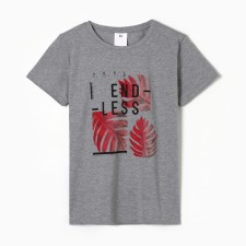 Футболка женская "END-LESS", цвет светло-серый меланж, размер 54
