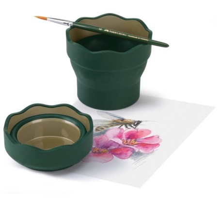 A glass for drawing Faber-Castell Clica & GO 350ml, folding (rubber), t-green 181520-3