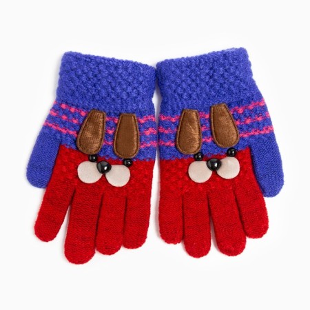 Baby gloves, red/blue color, size 15 (6-7 years)