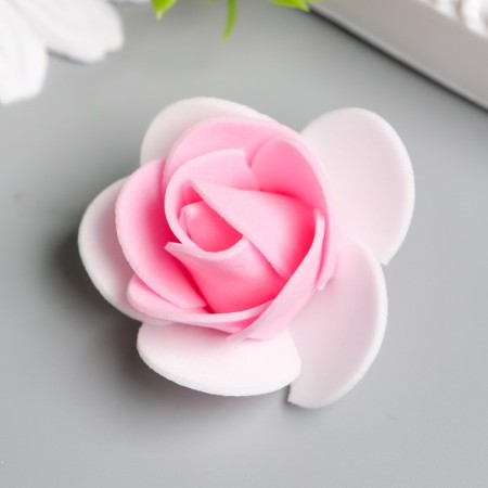 Decor for creativity "White rose with a bright pink middle" d = 3.5 cm-2