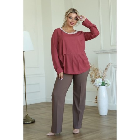 Female blouse, size 52, burgundy color-10