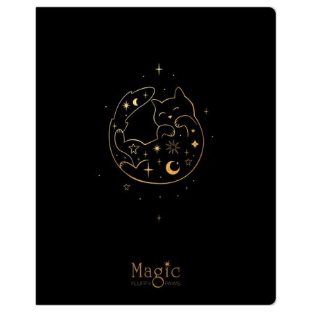 Notebook of 48 sheets in the Meshu Black Cat cage, cover coated cardboard, matte lamination, foil embossing, offset block, mix-6